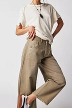 High Stretch Mid-Rise Barrel Jeans Fashion Wide Leg Shape