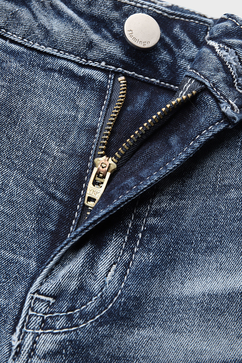 90s Vintage Embroidery Pocket Low Waist Jeans